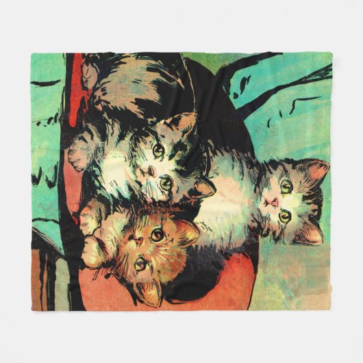 drie kleine kittens fleece deken (Voorkant (Horizontaal))