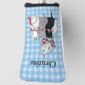 Drie Kleine Kittens in Bogen met moederkat Golfheadcover (Draai 90)