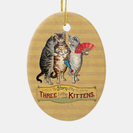 Drie Kleine Kittens Moeder de Gans Illustratie Keramisch Ornament (Achterkant)