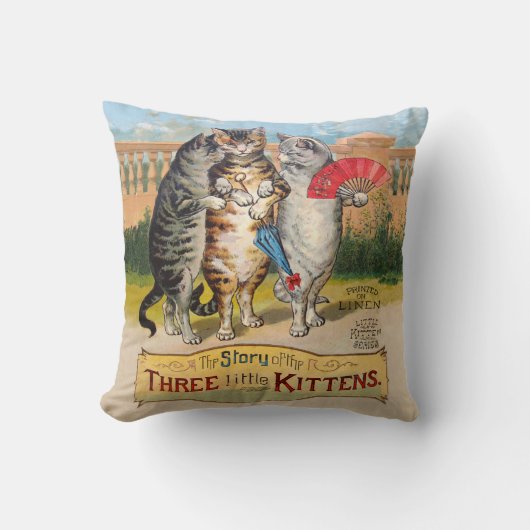 Drie Kleine Kittens Moeder de Gans Illustratie Kussen (Voorkant)