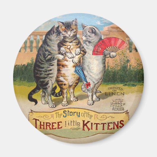 Drie Kleine Kittens Moeder de Gans Illustratie Magneet (Voorkant)