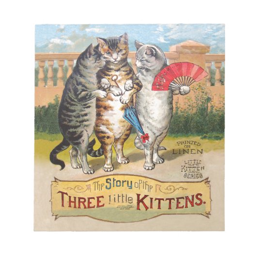 Drie Kleine Kittens Moeder de Gans Illustratie Notitieblok (Voorkant)