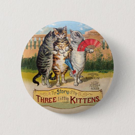 Drie Kleine Kittens Moeder de Gans Illustratie Ronde Button 5,7 Cm (Voorkant)