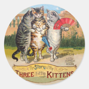 Drie Kleine Kittens Moeder de Gans Illustratie Ronde Sticker