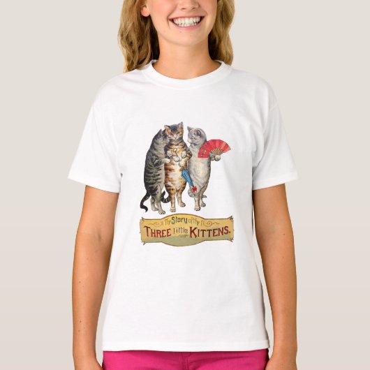 Drie Kleine Kittens Moeder de Gans Illustratie T-shirt (Voorkant)