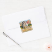 Drie Kleine Kittens Moeder de Gans Illustratie Vierkante Sticker (Envelop)