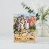 Drie kleine Kittens Moeder Goose Illustratie Briefkaart (Staand voorkant)