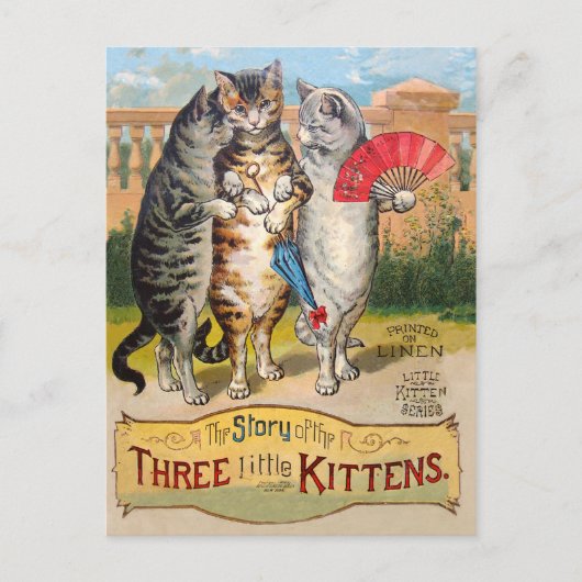 Drie kleine Kittens Moeder Goose Illustratie Briefkaart (Voorkant)