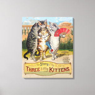 Drie kleine Kittens Moeder Goose Illustratie Canvas Afdruk
