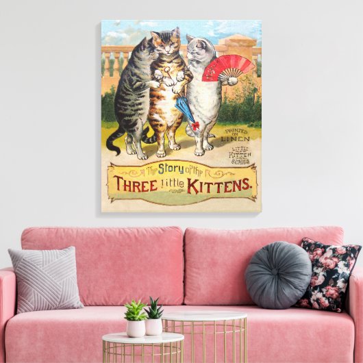 Drie kleine Kittens Moeder Goose Illustratie Canvas Afdruk (Insitu (Woonkamer))