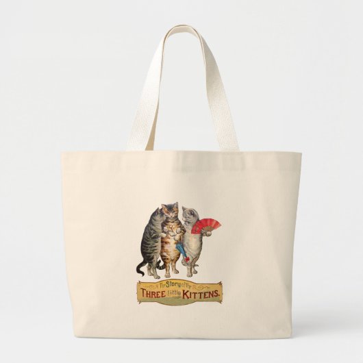 Drie kleine Kittens Moeder Goose Illustratie Grote Tote Bag (Voorkant)