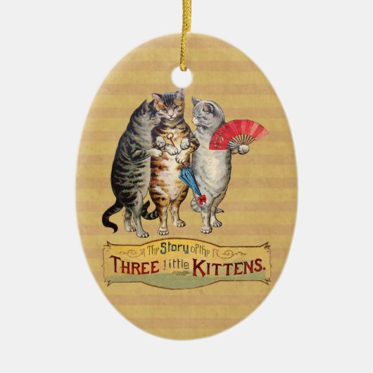 Drie kleine Kittens Moeder Goose Illustratie Keramisch Ornament (Voorkant)