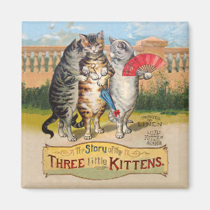 Drie kleine Kittens Moeder Goose Illustratie Magneet