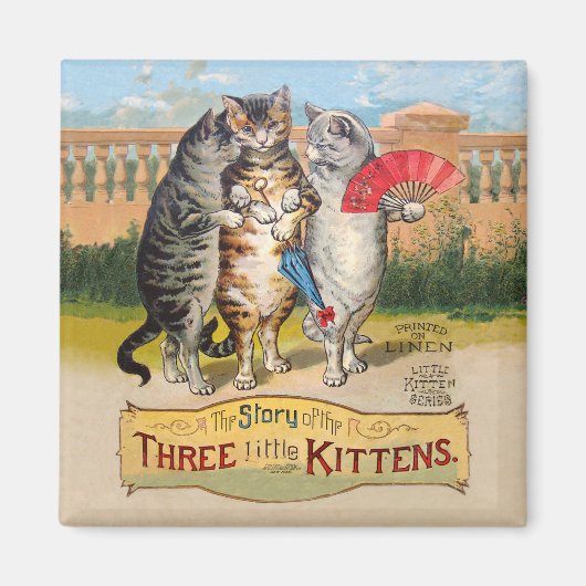 Drie kleine Kittens Moeder Goose Illustratie Magneet (Voorkant)