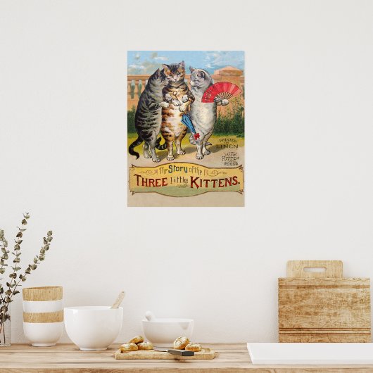 Drie kleine Kittens Moeder Goose Illustratie Poster (Keuken)