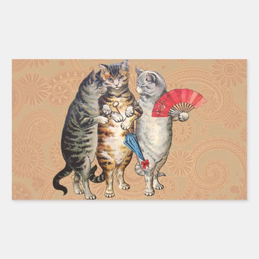 Drie kleine Kittens Moeder Goose Illustratie Rechthoekige Sticker (Voorkant)