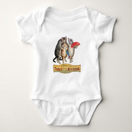 Drie kleine Kittens Moeder Goose Illustratie Romper (Voorkant)