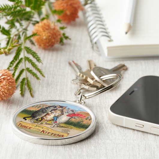 Drie kleine Kittens Moeder Goose Illustratie Sleutelhanger (Zijkant)