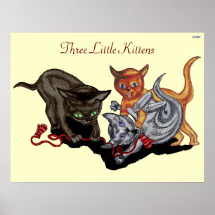 Drie Kleine Kittens Poster
