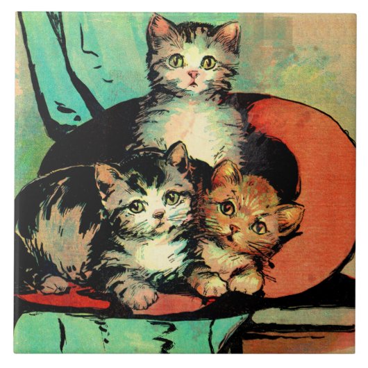 drie kleine kittens tegeltje (Voorkant)