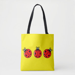 Drie kleine Ladybugs - All-Over-Print Canvas tas,  Tote Bag