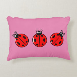 Drie Kleine Ladybugs - geborsteld polyester Accent Kussen