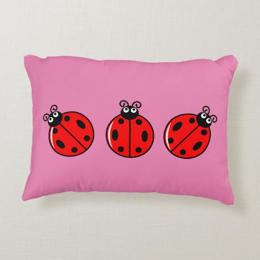 Drie Kleine Ladybugs - geborsteld polyester Accent Kussen (Achterkant)
