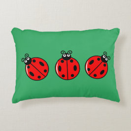 Drie Kleine Ladybugs - geborsteld polyester Accent Kussen