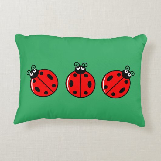 Drie Kleine Ladybugs - geborsteld polyester Accent Kussen (Achterkant)