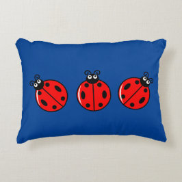 Drie Kleine Ladybugs - geborsteld polyester Accent Kussen