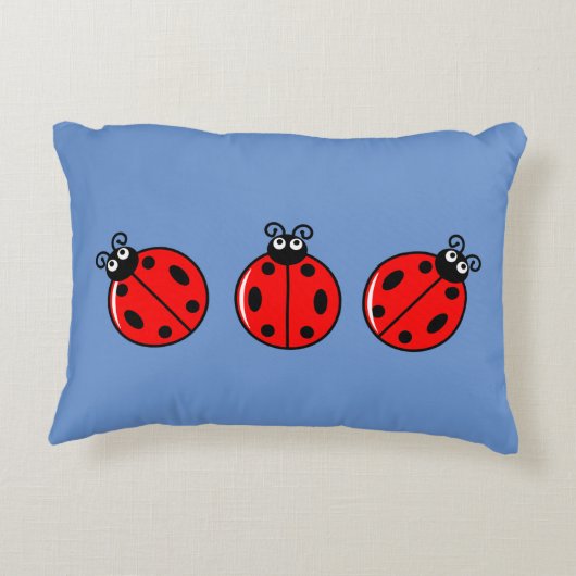 Drie Kleine Ladybugs - geborsteld polyester Accent Kussen (Achterkant)