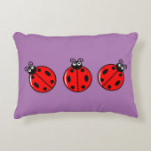 Drie Kleine Ladybugs - geborsteld polyester Accent Kussen (Voorkant)