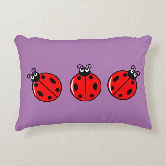 Drie Kleine Ladybugs - geborsteld polyester Accent Kussen (Voorkant)