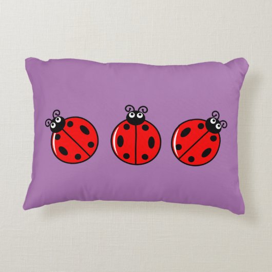 Drie Kleine Ladybugs - geborsteld polyester Accent Kussen (Achterkant)