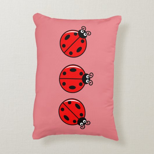 Drie Kleine Ladybugs - geborsteld polyester Accent Kussen (Achterkant (Verticaal))