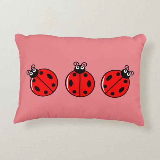 Drie Kleine Ladybugs - geborsteld polyester Accent Kussen (Achterkant)