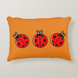 Drie Kleine Ladybugs - geborsteld polyester Accent Kussen