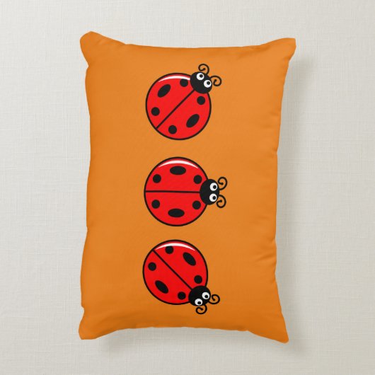 Drie Kleine Ladybugs - geborsteld polyester Accent Kussen (Achterkant (Verticaal))