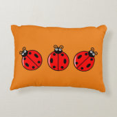 Drie Kleine Ladybugs - geborsteld polyester Accent Kussen (Achterkant)