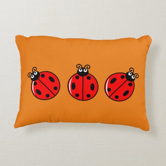 Drie Kleine Ladybugs - geborsteld polyester Accent Kussen (Achterkant)