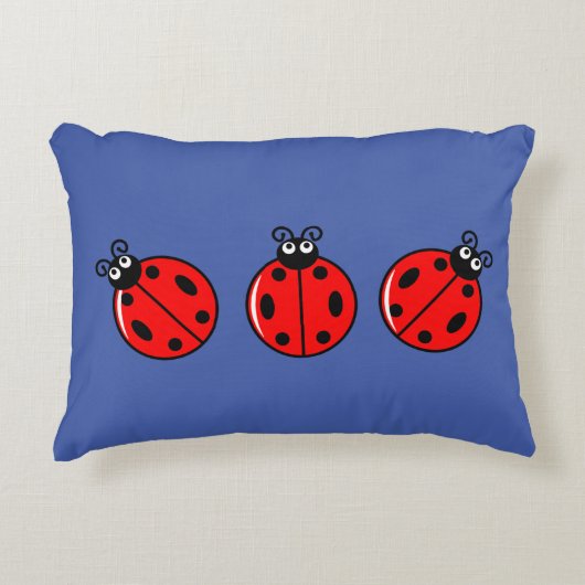 Drie Kleine Ladybugs - geborsteld polyester Accent Kussen (Voorkant)
