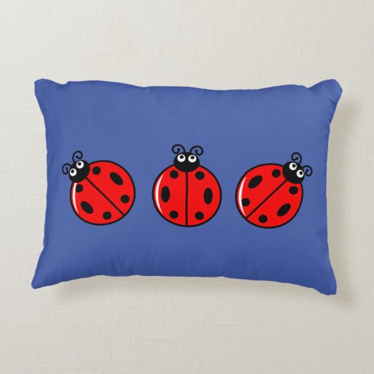 Drie Kleine Ladybugs - geborsteld polyester Accent Kussen (Achterkant)