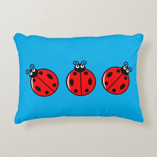 Drie Kleine Ladybugs - geborsteld polyester Accent Kussen (Voorkant)