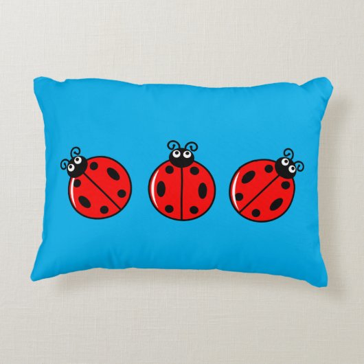 Drie Kleine Ladybugs - geborsteld polyester Accent Kussen (Achterkant)