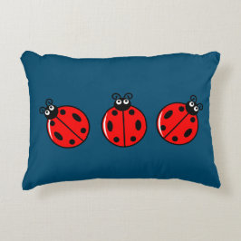 Drie Kleine Ladybugs - geborsteld polyester Accent Kussen