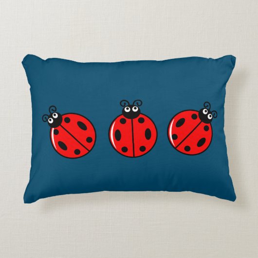 Drie Kleine Ladybugs - geborsteld polyester Accent Kussen (Voorkant)