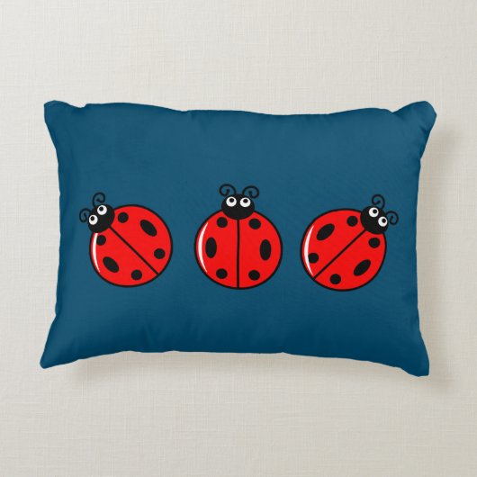 Drie Kleine Ladybugs - geborsteld polyester Accent Kussen (Achterkant)