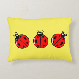 Drie Kleine Ladybugs - geborsteld polyester Accent Kussen
