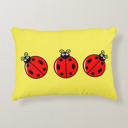 Drie Kleine Ladybugs - geborsteld polyester Accent Kussen (Voorkant)