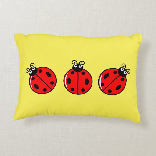 Drie Kleine Ladybugs - geborsteld polyester Accent Kussen (Achterkant)